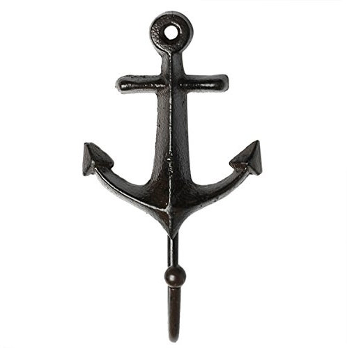 vonHermine Anker Haken Garderobe Gußeisen 7x4cm Höhe 13,5cm maritimer Kleiderhaken