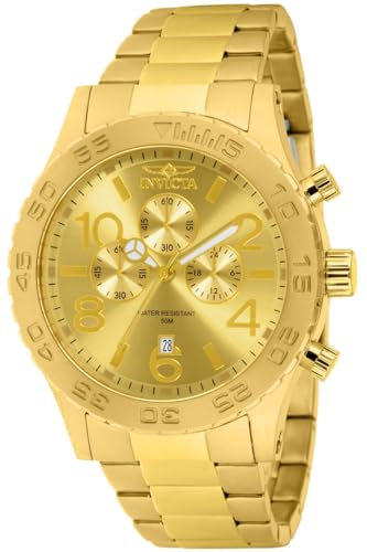 Invicta Specialty, Reloj de cuarzo para hombre de acero inoxidable, 50 mm, Oro