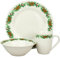 Weihnachten verziert Essgeschirr Holiday Set, Service für 4 Off White with Floral Design