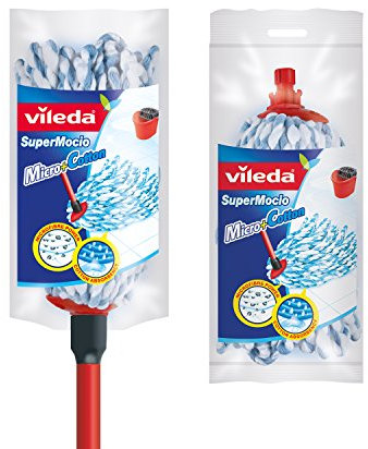 Vileda Supermocio Micro and Cotton Mop with Extra Refill, Red