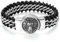 JewelryWe Schmuck Herren Armband, Gotik Löwe Geflochtene Kette Armreif, Echtleder Leder Edelstahl, Silber Schwarz