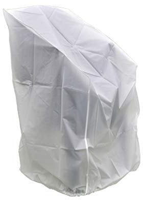 Wetterschutzhülle weiß für Stapelstühle - 120 x 62 cm - Wittebrungsbeständige Schutzhülle für Gartenstühle - Abdeckung Haube Wetter Schutz Hülle wasserdicht für Garten Stapel Stuhl