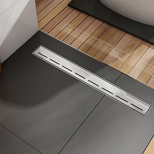 Deante - Desagüe lineal con rejilla y patrón con sifón bajo KOS 007C, color gris