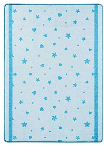 Zala Living Sterne und Herzen Kinderteppich, Polyamid, Blau, 140 x 100 x 0,8 cm