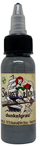 REACH-konforme Sailor Jerry Tattoofarbe Dunkelgrau, 30 ml. Made in GERMANY und mit Zertifikat, Tätowierfarbe, Tattoo Ink