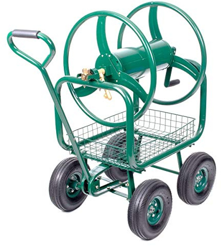 HydroSure Heavy Duty Hose Reel Pull Cart 150m | Wheeled Metal Storage System, Swivel Steering, Large Garden Hose Management, Easy Outdoor Use
