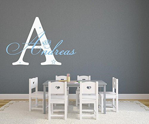 S - Wandtattoo Türaufkleber mit Namen, selbstklebende Buchstaben, Klebebuchstaben wetterfest, Initialien 73035-29cm-A-weiss-lichtblau fürs Kinderzimmer und Schlafzimmer für Mädchen und Jungen, fürs Jungenzimmer, Mädchenzimmer Namensaufkleber Wandaufkleber Wandtatoos Sticker Aufkleber für die Wand, Tapetensticker, Tattoo aus Markenfolie mit Wunschname, in 32 Farben wählbar