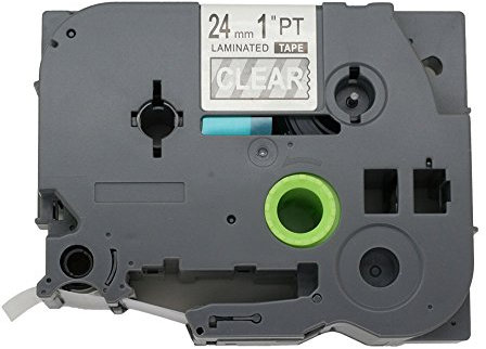 Fassport Schriftband, Schwarz auf transparent, kompatibel mit Brother P-Touch TZ 151, TZE 151, 24 mm, 1 Stück White on Clear