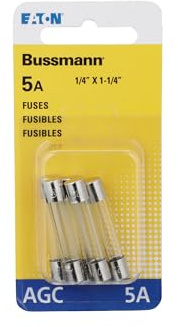 Bussmann Series AGC 5 Amp Fuse, 250 Vac and IR 200 A, Retail Pack - 5 Pieces
