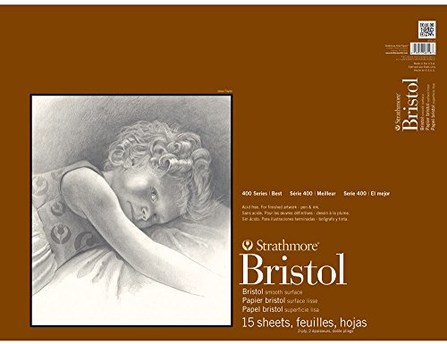 Strathmore 400 Series Tape Bound 2-Ply Bristol Pad, Smooth Surface, 18 X 24 inches, White, 15 Sheets (475-18)
