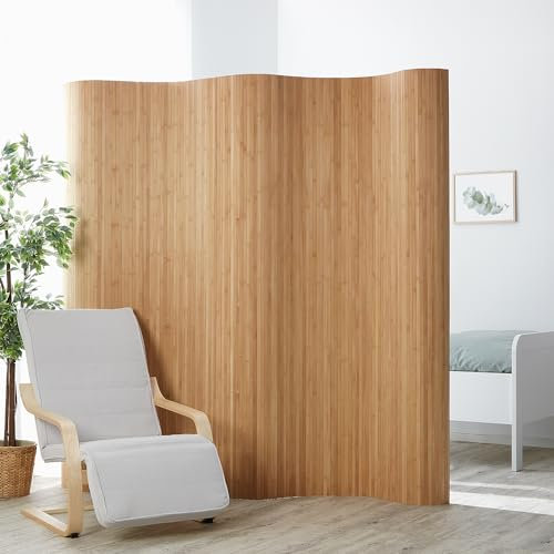 Homestyle4u 302, Raumteiler Bambus Braun Paravent Innen Wellenform Trennwand 2m hoch