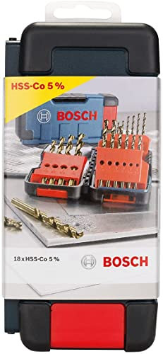 Bosch 2 607 017 047 - Set de 18 brocas para metal Toughbox HSS-Co, DIN 338, 135° - 1; 1,5; 2; 2,5; 3; 3,5; 4; 4,5; 5; 5,5; 6; 7; 8; 9; 10 mm (pack de 18)