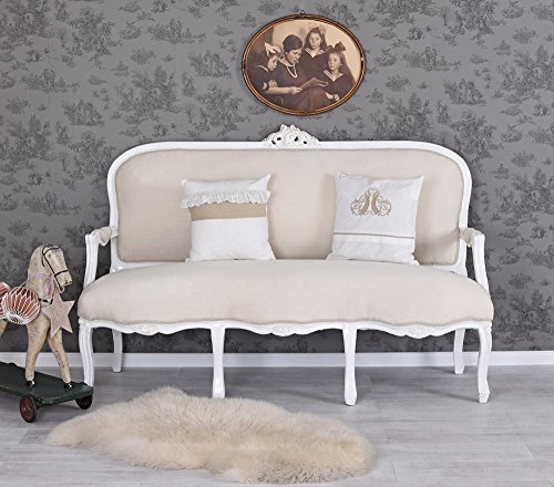 Gignatisches Salon Sofa Holz 162 cm Beige Marie Antoinette Barock cat361b01 Palazzo Exklusiv