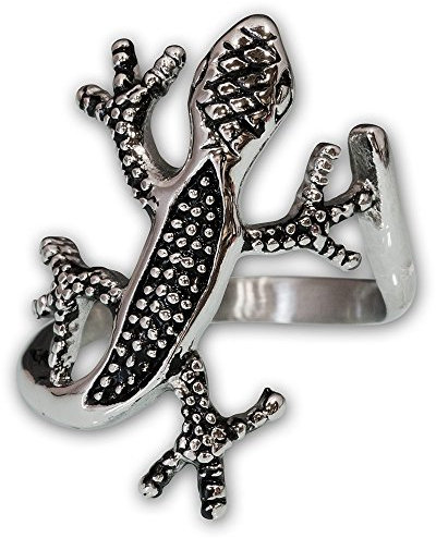 Fly Style Gecko Eidechse Ring aus 316L Edelstahl - Salamander Ring Schmuck, Ring Grösse:20.0 mm