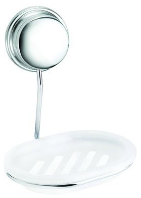 Croydex Rust Free Stick 'N' Lock Plus Soap Dish & Holder, Stainless_Steel, Silver