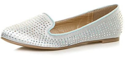 AJVANI Diamante Wedding Evening Party Bridesmaid Ballerina Ballet Flats Loafers Size