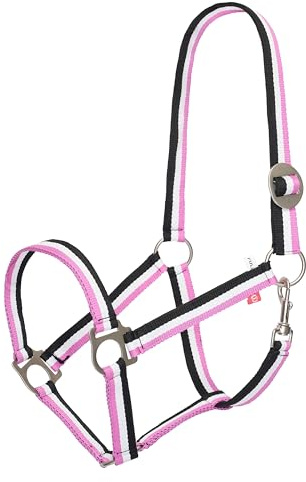 Imperial Riding Halfter Economic, Robustes 25 mm Nylonhalfter verstellbare Schiebeschnalle, Karabiner-Kehlriemen, langlebig & pflegeleicht, für Training, Stall & Alltag, Neon Pink, Pony