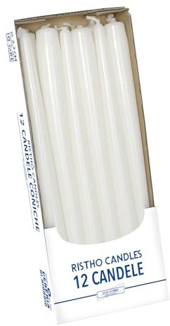 Konische Kerzen, weiß, Durchmesser 2,2 cm, Höhe 30 cm, 12 Stück