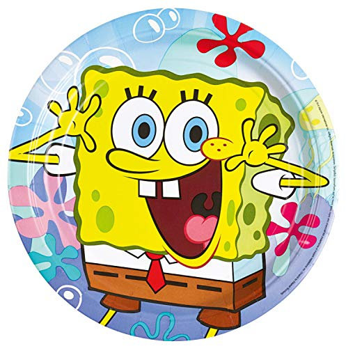 Amscan 997773 8 Papierteller Spongebob, Mehrfarbig