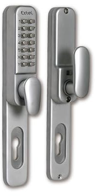 Extel - Garniture de porte - avec clavier autonome, Pour porte de 35 mm à 60 mm, Ouverture à gauche ou à droite, Code à 10 boutons, Porte intérieur de maison - 109059, Gris