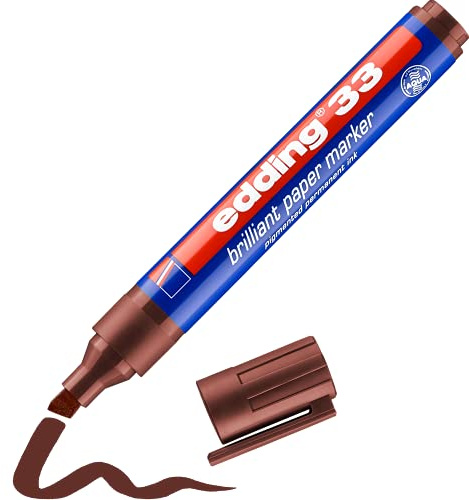 edding 33 Brillant-Papiermarker - braun - 1 Permanent Marker wasserfest - Rundspitze 1,5-3 mm - leuchtende Farben - lichtbeständige Markierung auf Papier, Karton, Kunststoff, Metall oder Glas