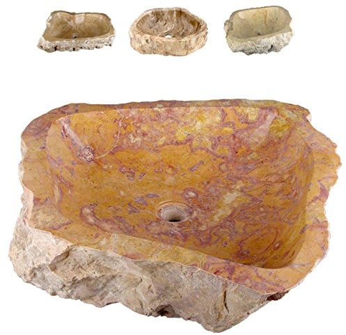 DIVERO Aufsatz-Waschbecken SAVONA aus Marmor – Farbe: gelblich/rötlich - Ø ca. 45