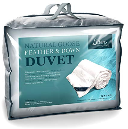 Luxury White Goose Feather & Down Duvet Quilt - 13.5 Tog Double Size - 100% Cotton Anti Dust Mite & Down Proof Fabric