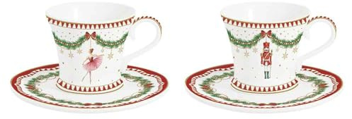 Easy Life MNOE1797 - Magie de Noel Espressotassen mit Untertassen, 2er SET, 80 ml