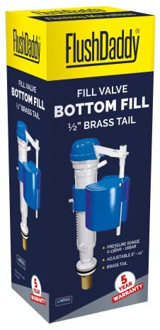 FLUSHDADDY NJ208 Bottom Entry Anti Syphon Adjustable Fill Valve with 0.5-Inch Brass Tail,