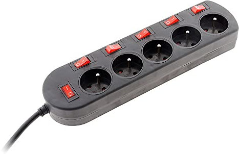 Bloc Sono 5 Prises 16A 2P+T + 6 interrupteurs câblé HO5VV-F 3G1,5mm² 3m - Zenitech