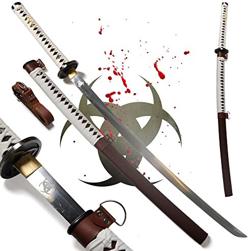Swords and More Walking Dead Katana - Handgeschmiedet, Michonne Samurai Schwert, 102 cm Stahl, Zombie Hunter für TWD Fans