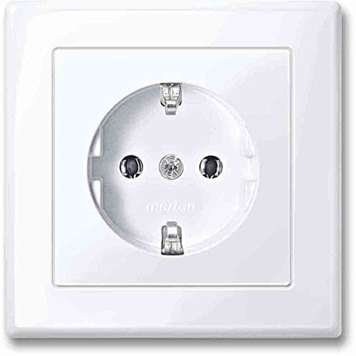 Merten MEG2301-1425 SCHUKO-Steckdose mit voller Abdeckplatte, Steckkl., aktivweiß glänzend, M-SMART