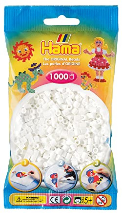 Hama Perlen 1000 Stk. Bügelperlen Kunststoff 5.0 mm Durchmesser Ganzjährig Bastelperlen Kreativset Kinder Erwachsene Weiß