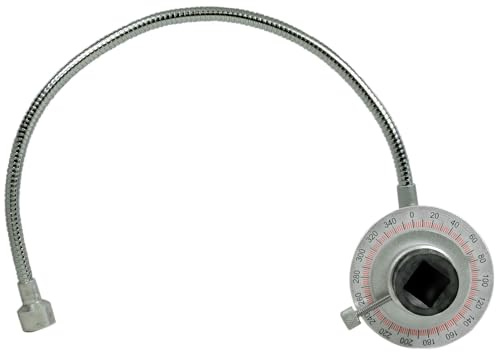 SW-Stahl 03916L Drehwinkel-Messgerät 1/2 Zoll - Messscheibe 0° - 360° | Winkelmessgerät für Zylinderkopfschrauben, magnetisch mit 12,5 mm Antrieb-Vierkant, bis 280 Nm belastbar, 490 mm Länge