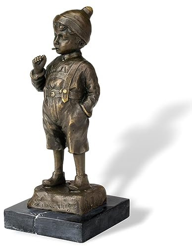 aubaho Bronze Skulptur Junge beim Rauchen Bronzeskulptur nach Schmidt-Felling Berlin 1835-1920 Kopie Replika