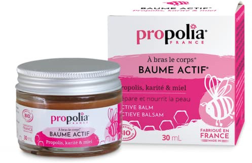 PROPOLIA - Bio - Baume Actif - Soin multiusage réparateur, nourrissant et hydratant - Visage et corps - Karité, Propolis, Miel & Cire d'abeille - 100% naturel - Fabriqué en France - 30 ml