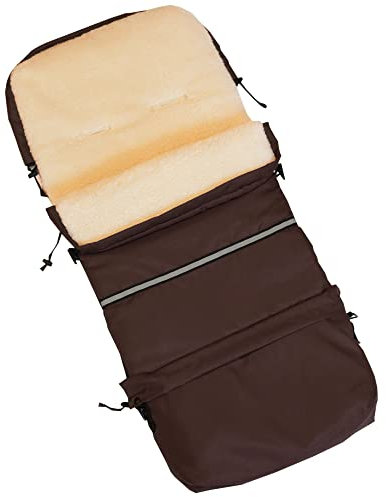 Baby-Joy Winterfußsack FINN XXL 110cm Lammwolle/Polyester THERMOFUßSACK Buggy Kinderwagen | 3in1 Fußsack, Tasche, Krabbeldecke 07 Braun