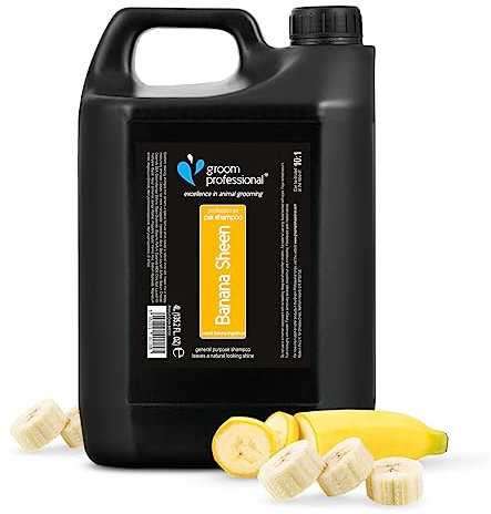 GROOM PROFESSIONAL Banana Sheen Hundeshampoo - Hundeshampoo Gegen Juckreiz - Tiefenreinigendes Shampoo für Hunde - Verleiht Glanz und Weichheit - Perfekt für Stumpfes und Trockenes Fell, 4 Liter