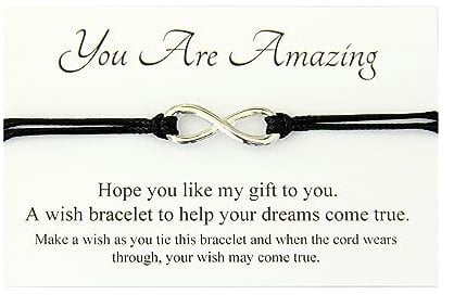 Lucor You are Amazing Gift,Infinity Wish String Bracelet,End of Year Gift,Inspirational Gifts,Gift for Friend (Black)