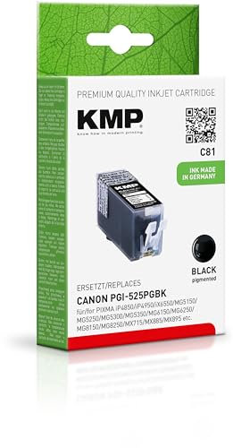 KMP Tintenpatrone passend für Canon PGI525PGBK Black (4529B001) - C81 - für PIXMA iP4850 iP4950, iX6550, MG5150 MG5250 MG5300 MG5350 MG6150 MG... etc.