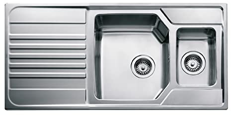 Teka C 1E REV - Fregadero Premium, 1 ½ Cubeta y Escurridor, para Mueble de 60cm, Cubeta de Acero Inoxidable, Fácil Instalación, Diseño Moderno, Color Acero Inoxidable