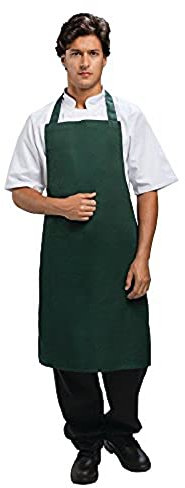 Whites Chef Unisex Bib Apron Polycotton Green - Adjustable Straps A540