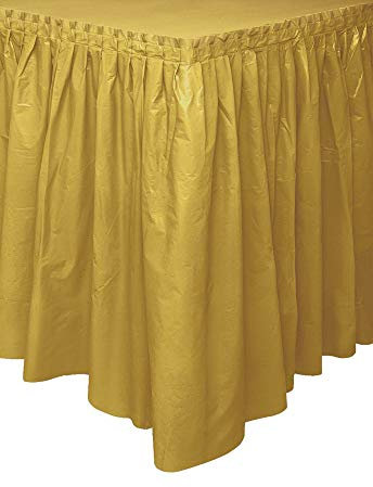 Unique Party 50064 - Gonna Plastificato per Tavolo Dorato, 4.2 m