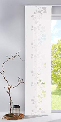 Gardinenbox Moderner Flächenvorhang Schiebegardine Leaf aus hochwertigem Ausbrenner-Stoff mit Klettband, 245x60 (HxB), Weiß, 85610