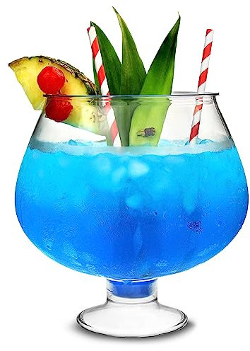 bar@drinkstuff Plastic Footed Cocktail Fish Bowl 80oz / 2.5 Litre - Set of 12 - Novelty Party Cocktail Sharer