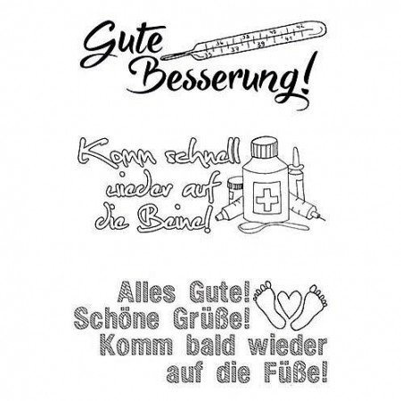 Stempel Clear, Gute Besserung!, A7 / 74 x 105 mm, 3 - teilig, transparent