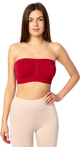 Merry Style Bandeau Top Deportivo Bra Sin Tirantes Ropa Verano Mujer 06 161(Rojo, S-M)
