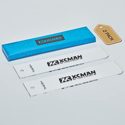 XCMAN Kunststoffschaber für Snowboard, Ski, Wachsen, 4 mm dick (transparent), Eckkerbe für Kantenreinigung, 2 Stück