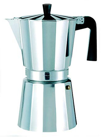Oroley - Cafetera Italiana New Vitro | Aluminio | 12 Tazas | Cafetera Vitrocerámica, Fuego y Gas | Estilo Tradicional