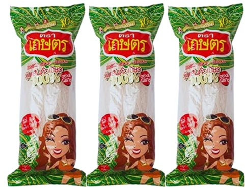 Kaset Brand Thai Bean Thread Glass Noodles - 4.2 oz (3 Sachets)